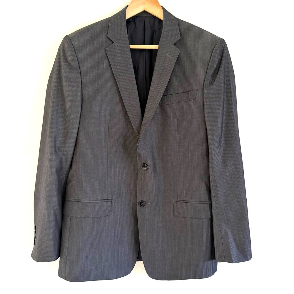 Versace Collection Sport Coat Blazer 100% Wool Dark Gray Light Pinstripe Size 50